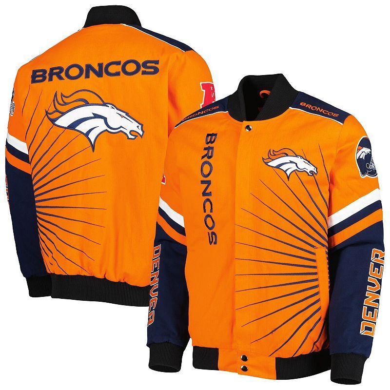 Men's G-III Sports by Carl Banks Orange Denver Broncos Extreme Redzone Full-Snap Varsity Jacket, Size: Large Product Image