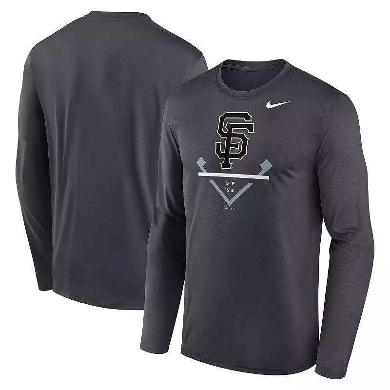 Men's Nike Anthracite San Francisco Giants Icon Legend Performance Long Sleeve T-Shirt, Size: Small, Grey Product Image