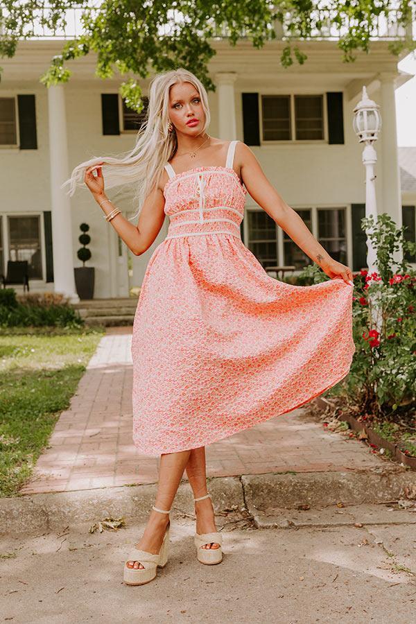 Garden Gorgeous Jacquard Midi in Peach Product Image