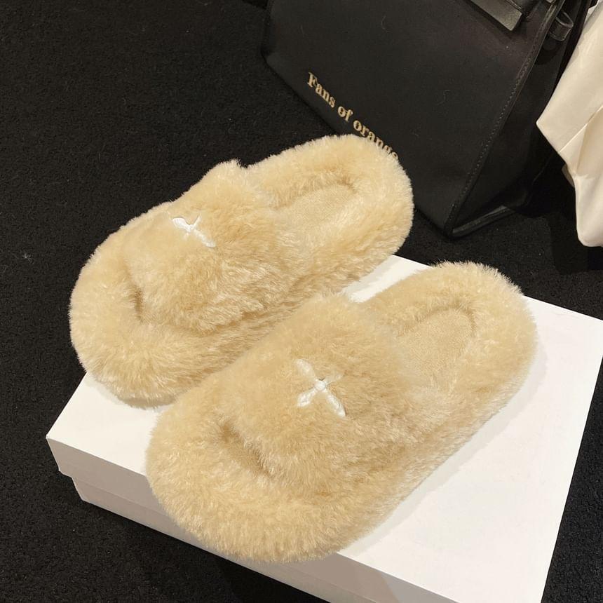 Fleece Platform Slide Sandals Product Image