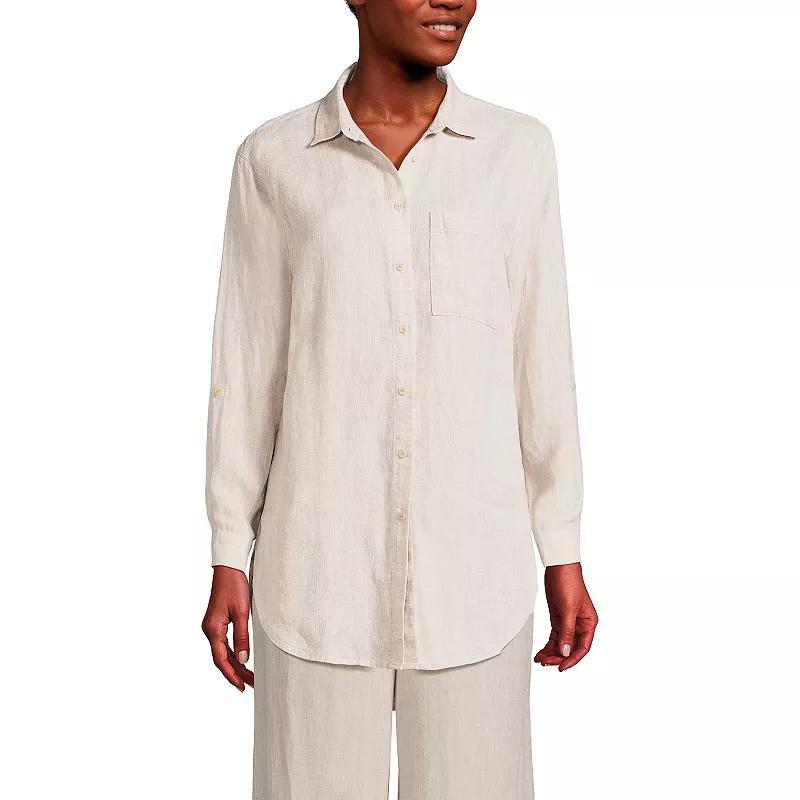 Women's Lands' End Roll Sleeve Relaxed Tunic Top, Size: XS, Island Green Product Image