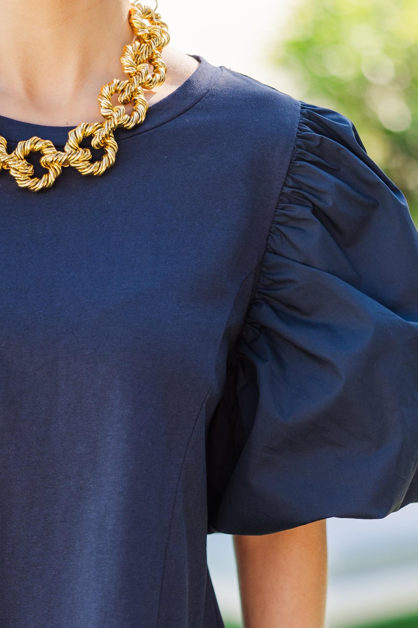 Lovely New Day Navy Blue Blouse Female Product Image