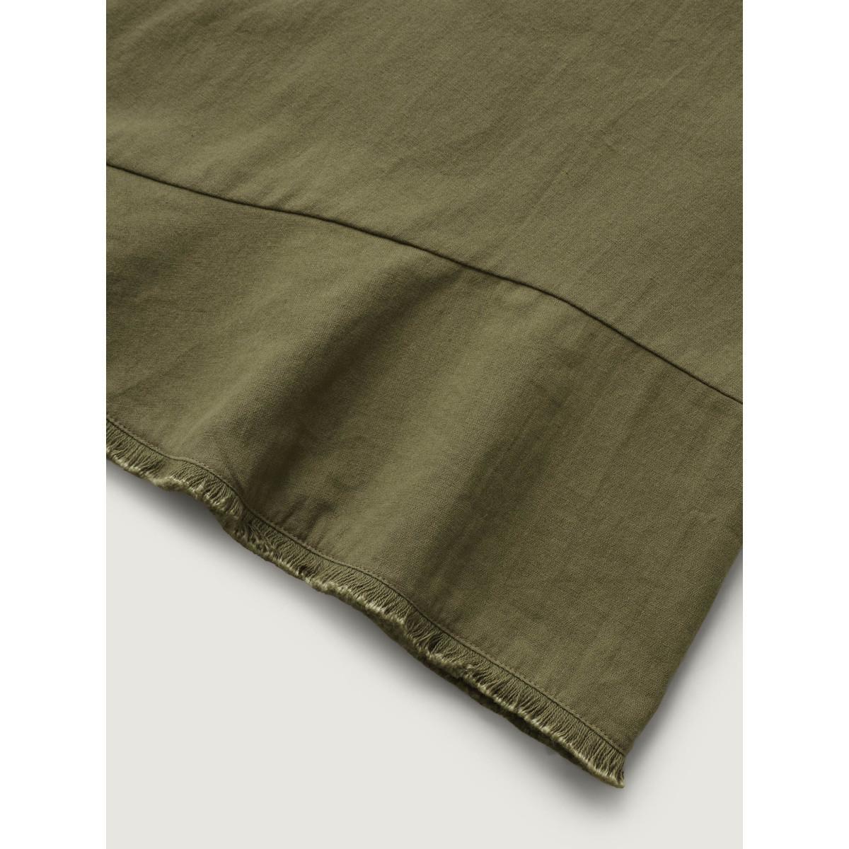 Plus Size Stretchy Waist Frayed Hem Wide-Leg Pants Women ArmyGreen Resort Wide Leg Mid Rise Vacation Pants BloomChic 10/M Product Image