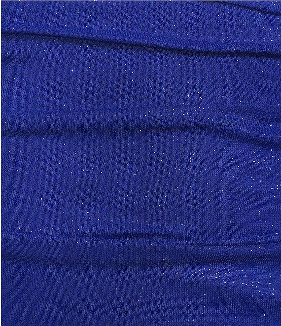 Jump Sleeveless Glitter Straight Neckline Shirred Mini Dress Product Image
