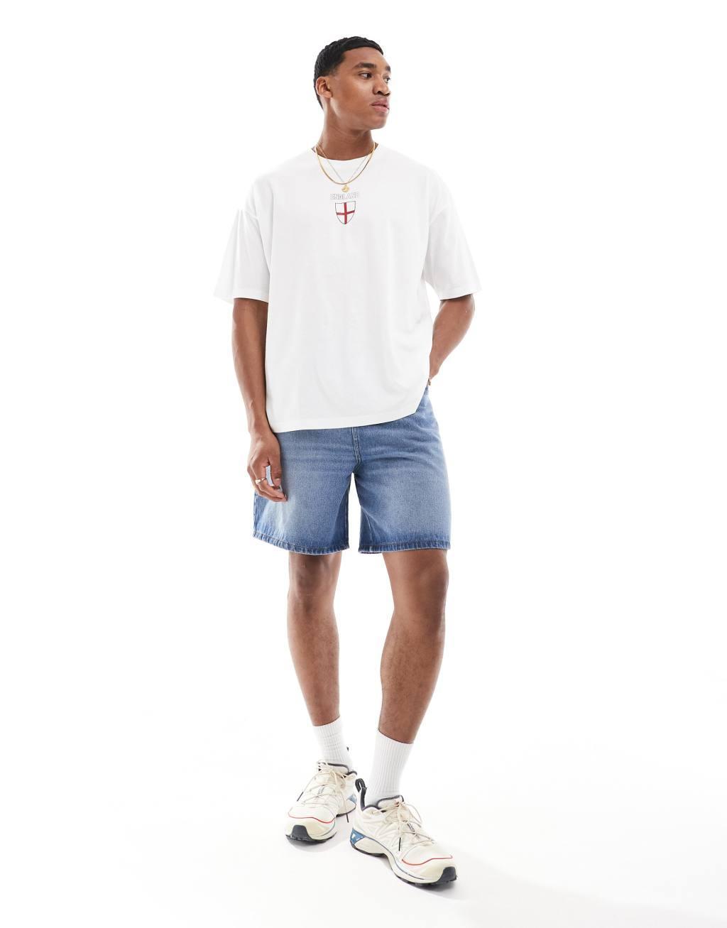 ASOS DESIGN oversized T-shirt in white with England chest print Product Image