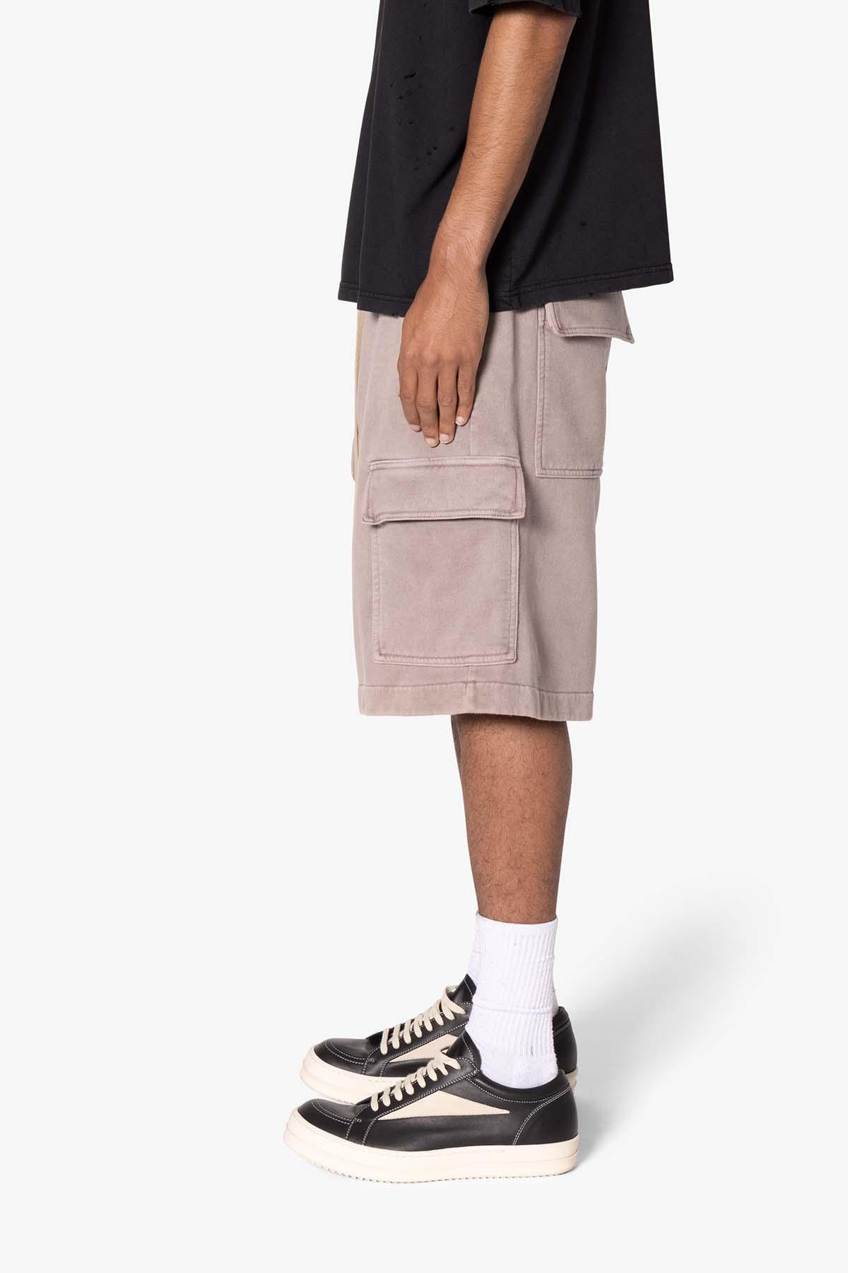 Rave Cargo Fleece Sweat Shorts - Washed Mauve Product Image