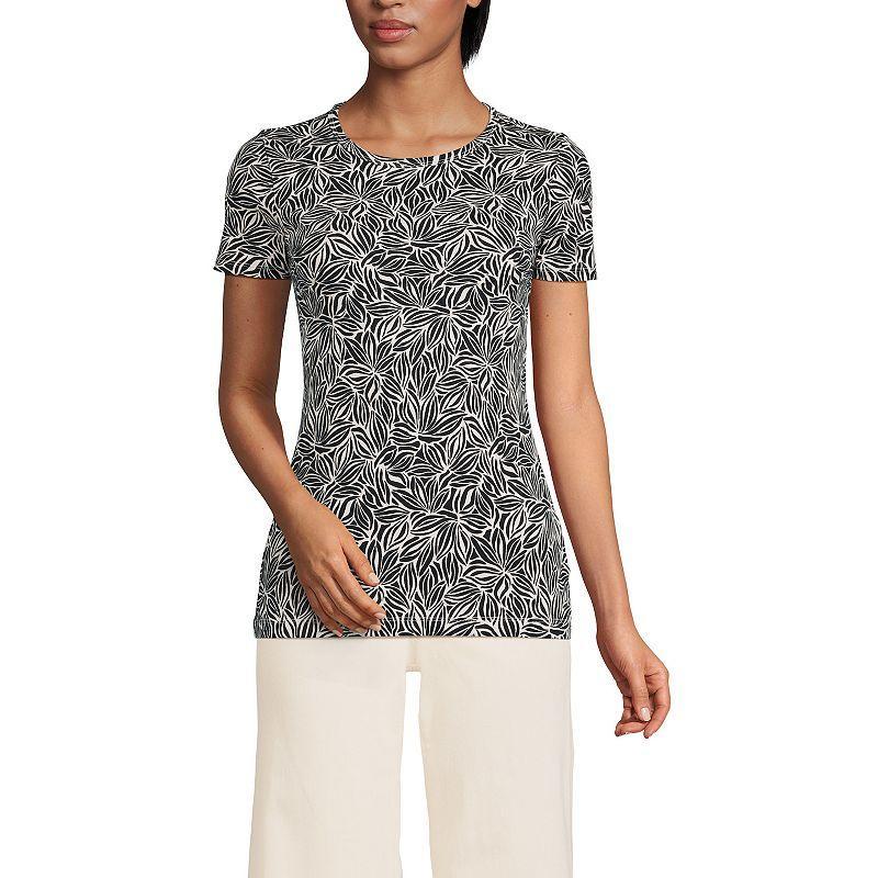 Women's Lands' End All-Cotton Crewneck Tee, Size: Medium, Deep  Blue Stars Product Image