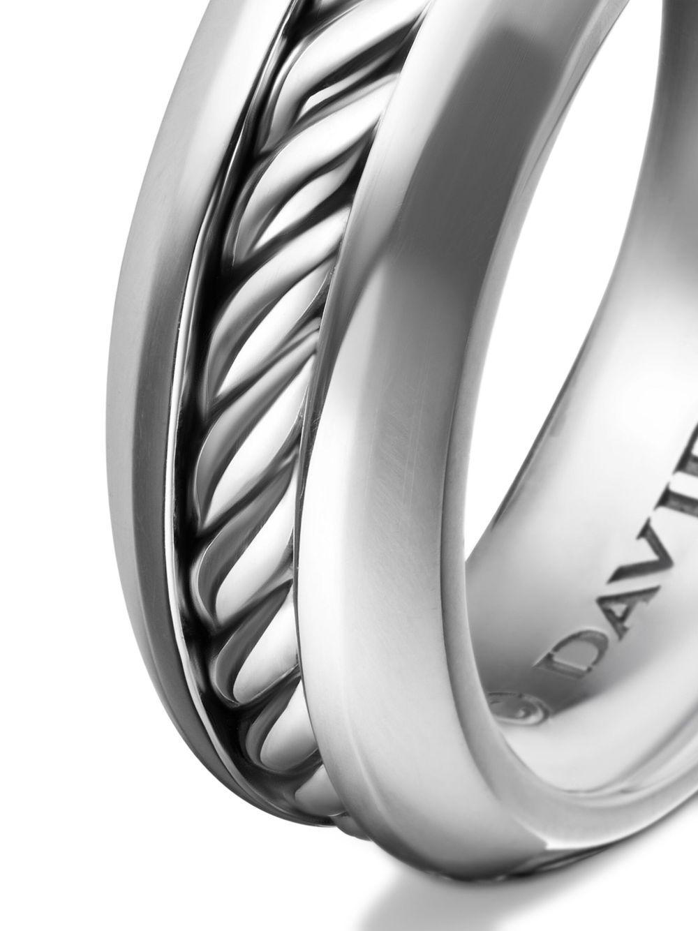 sterling silver Cable Inset band ring (8mm) Product Image