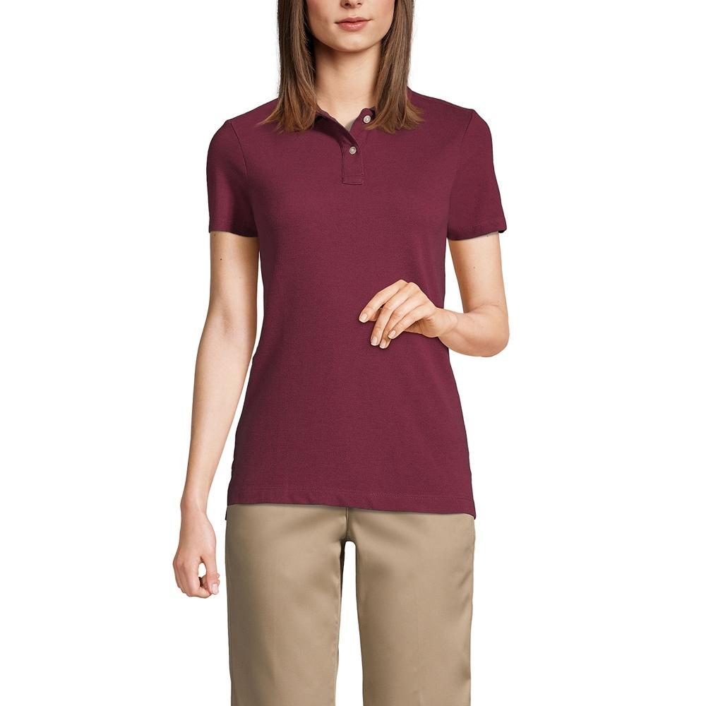 Womens Lands End School Uniform Short Sleeve Mesh Polo Shirt Red Product Image