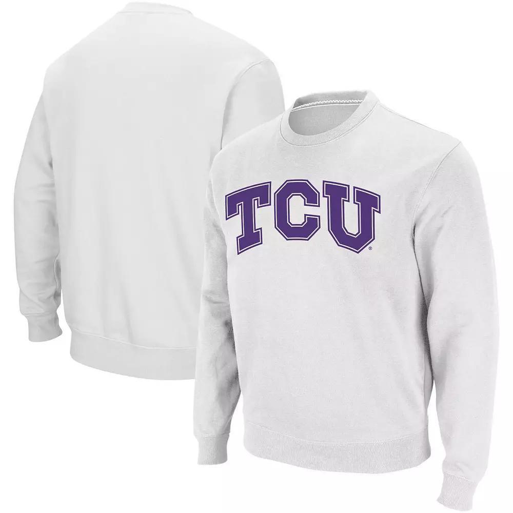 Men's Colosseum White TCU Horned Frogs Arch & Logo Crew Neck Sweatshirt, Size: XL Product Image