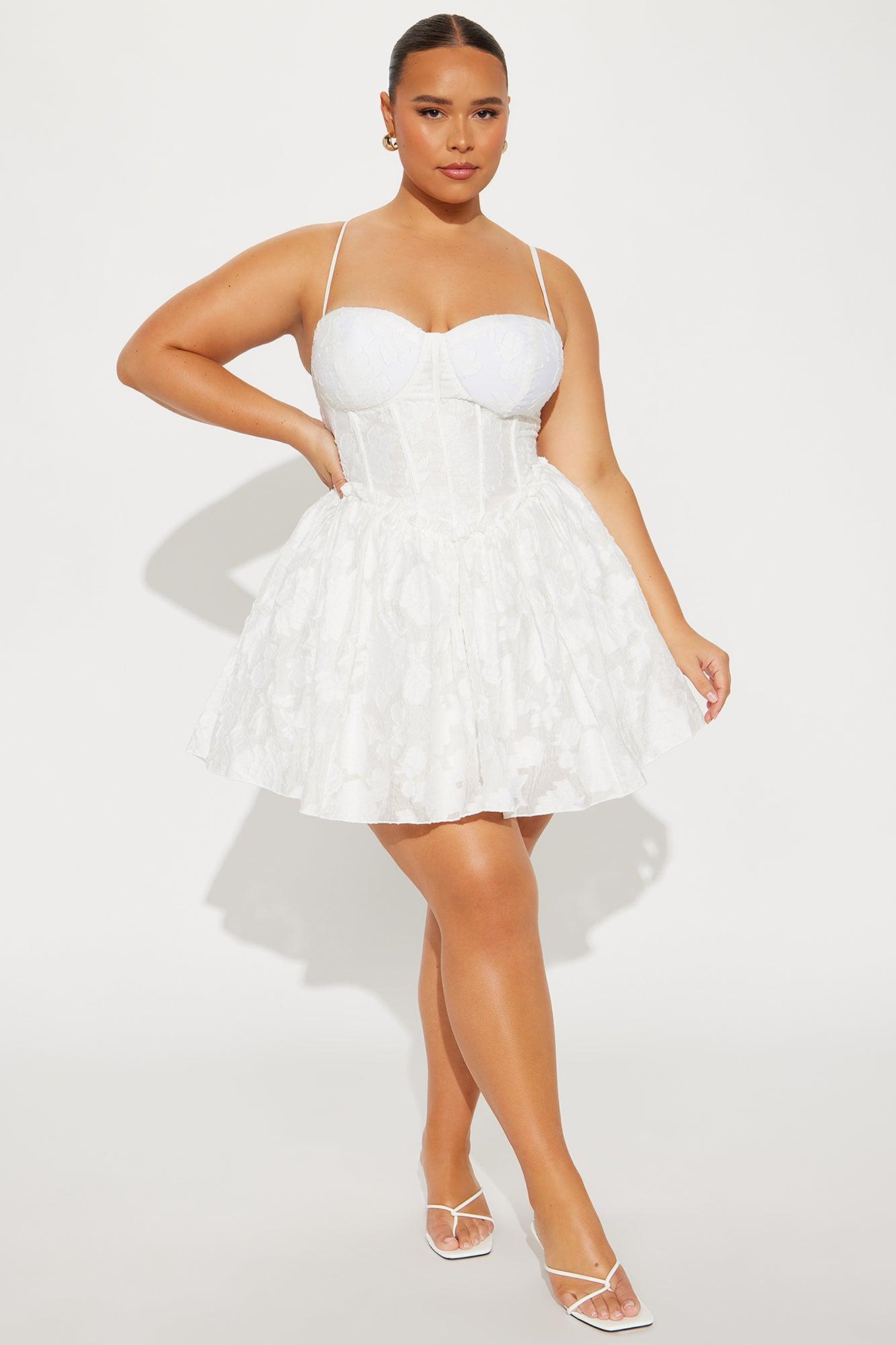 Blissful Moments Jacquard Mini Dress - White Product Image