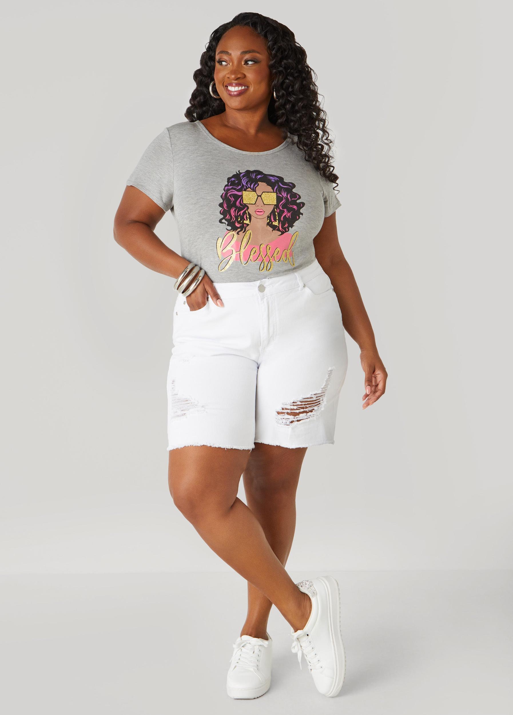 High Rise Distressed Denim Shorts Product Image