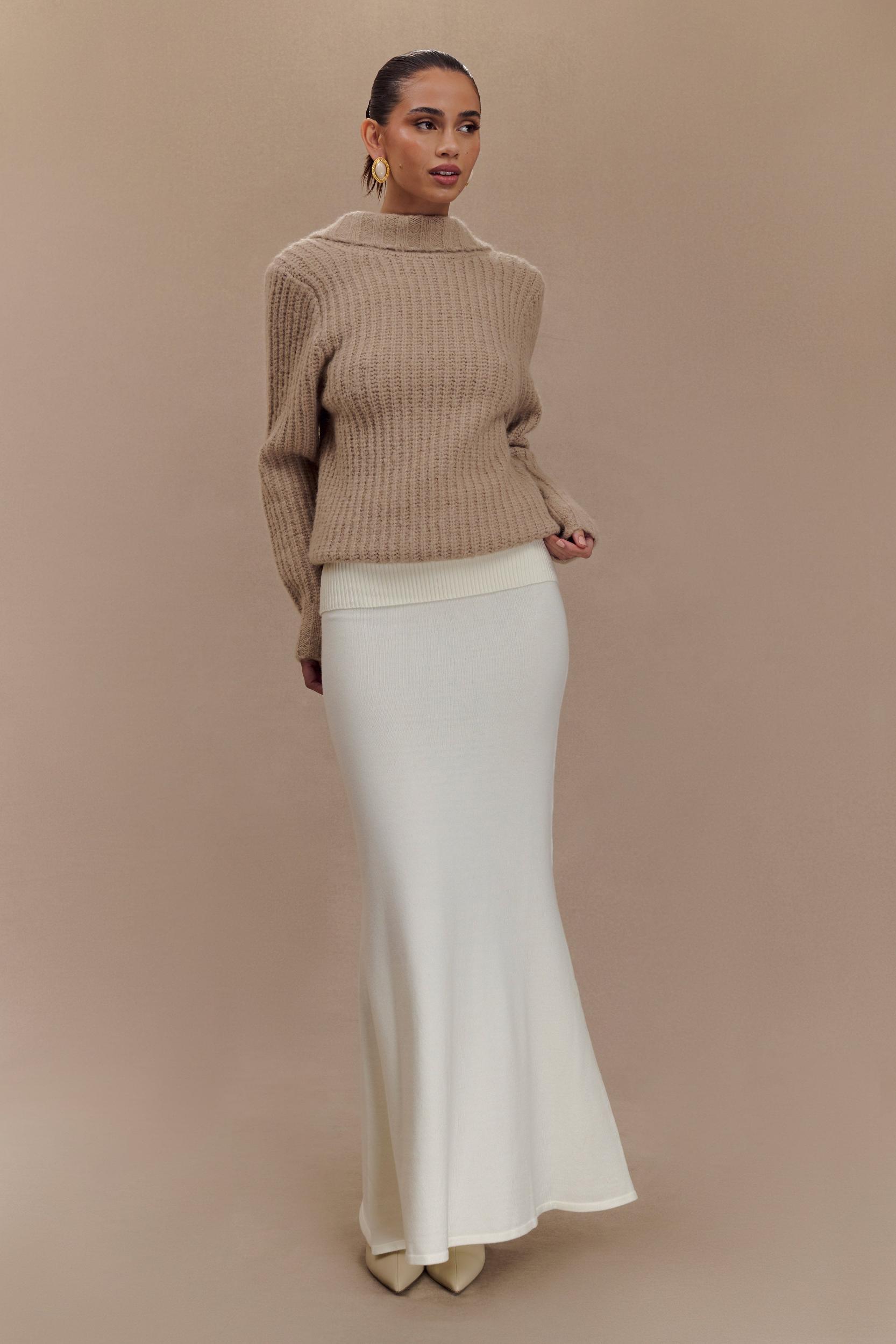 Candice Oversized Low Back Knit Jumper - Stone Marle Product Image