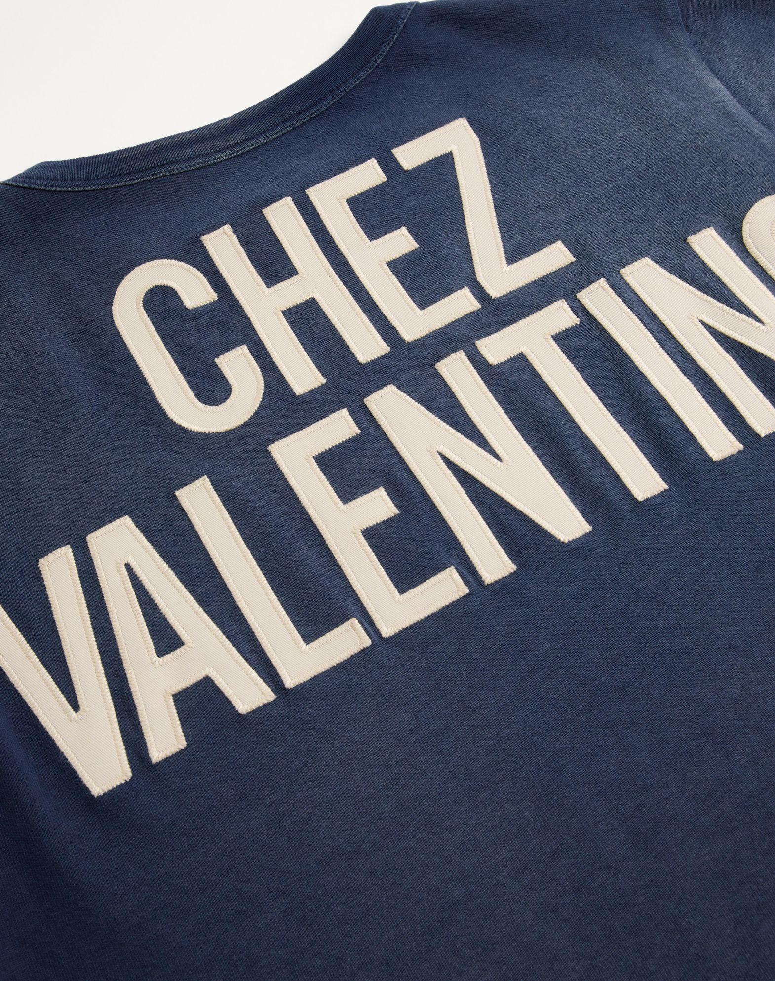 Cotton T-Shirt With Chez Valentino Print And Patch Product Image