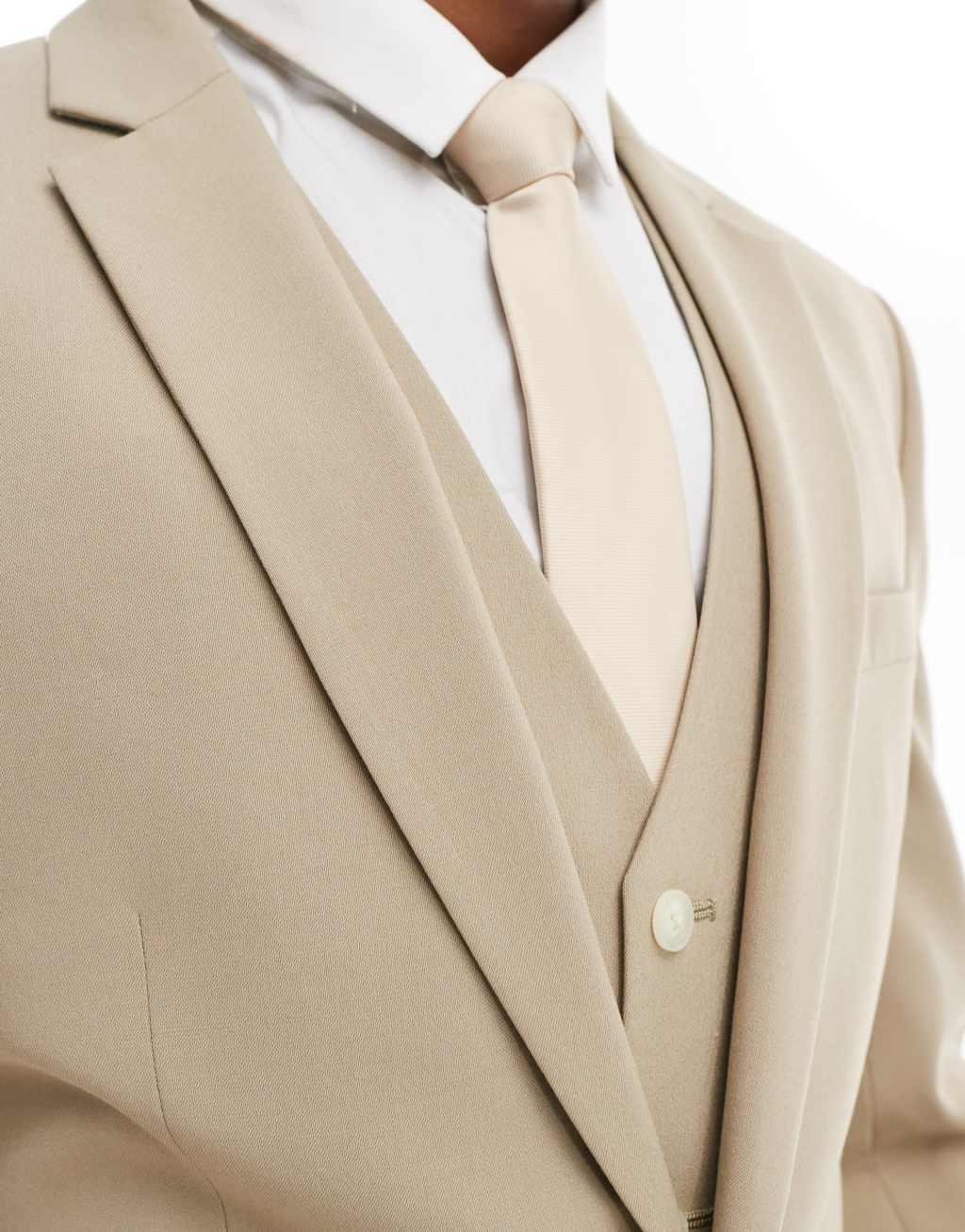 ASOS DESIGN skinny suit jacket in stone Product Image