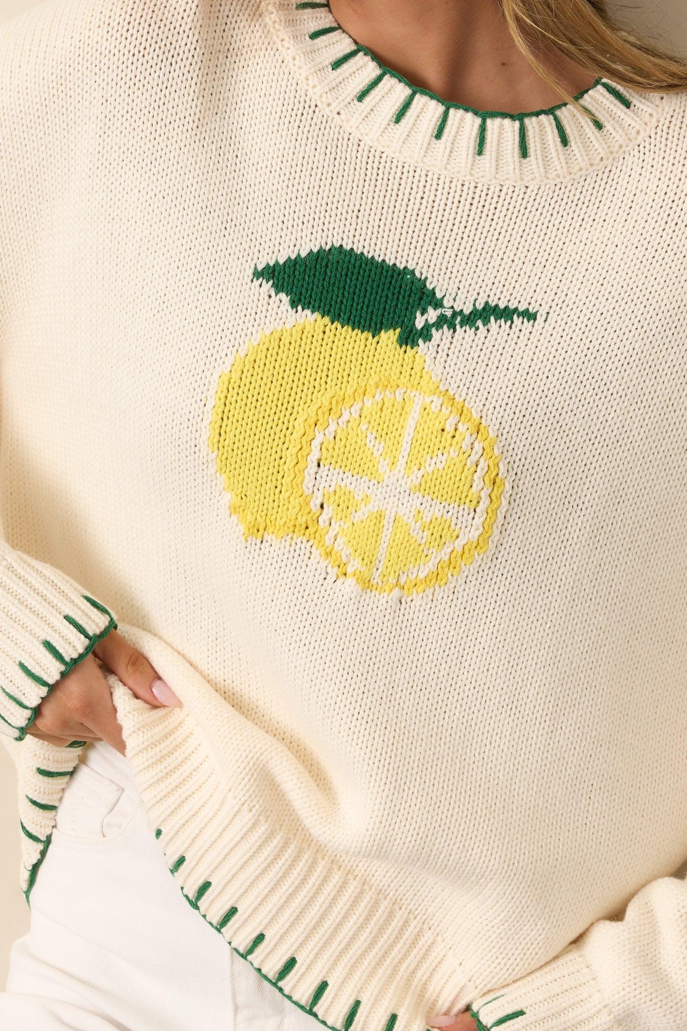 Limoncello Dreams Ivory Knit Sweater Product Image