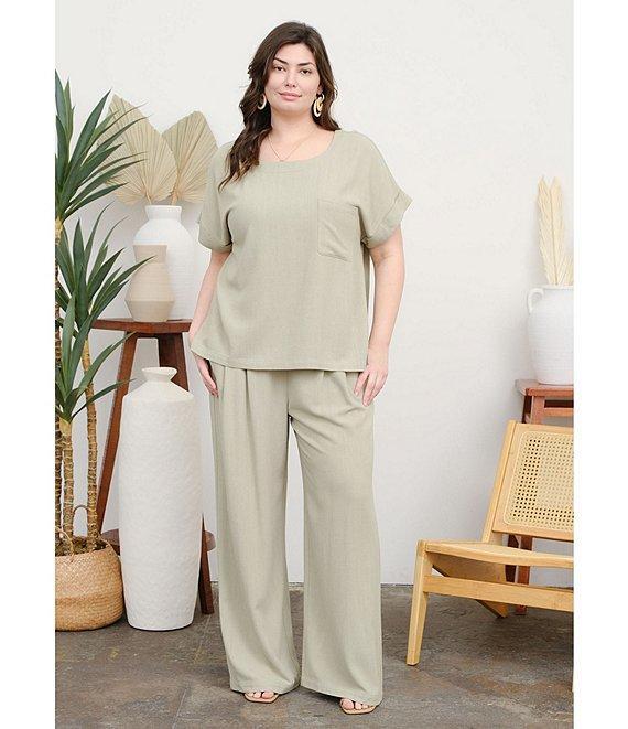Perch by Blu Pepper Plus Wide Leg Linen Pants Product Image