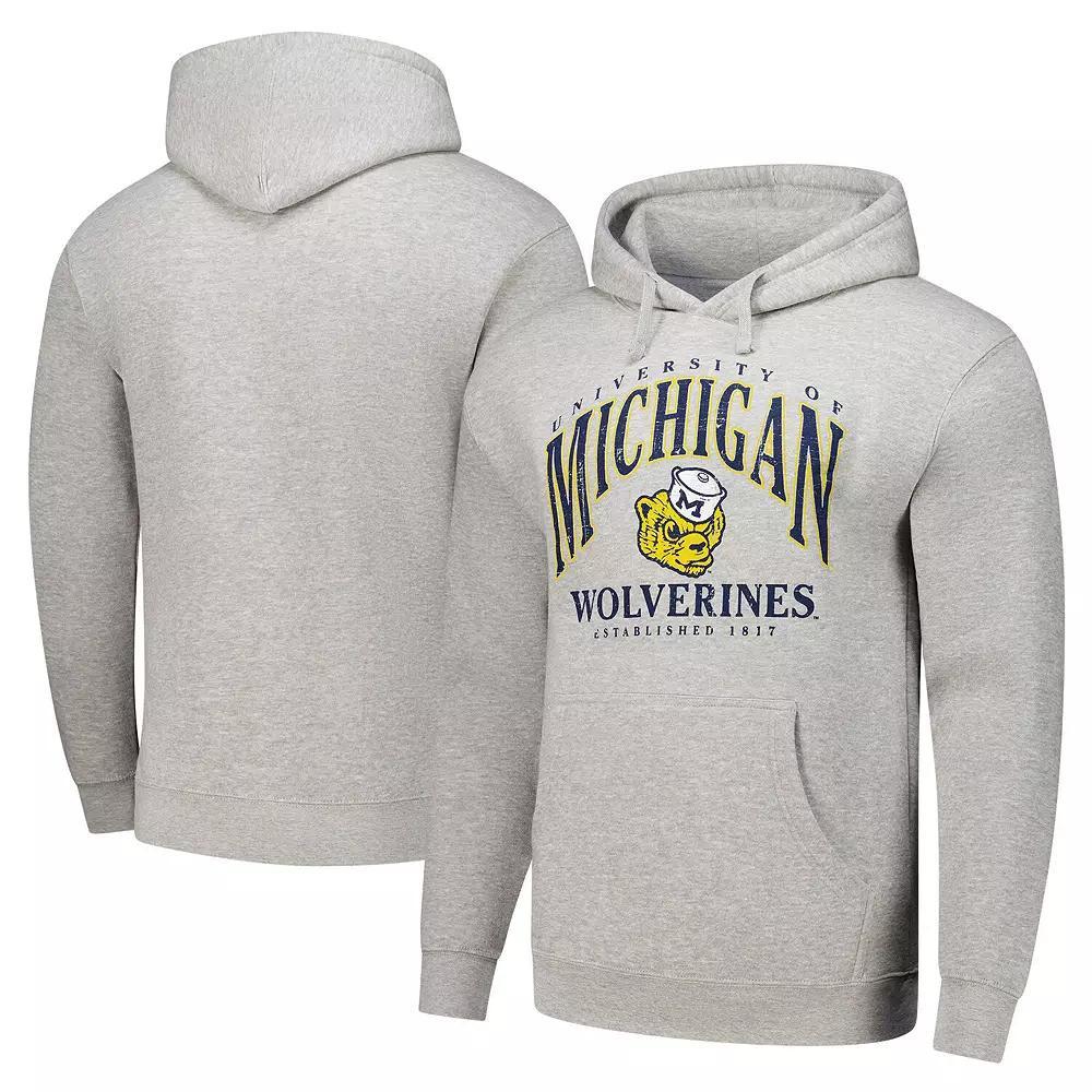 Men's Heather Gray Michigan Wolverines Tall Arch Essential Pullover Hoodie, Size: Large, Grey Product Image