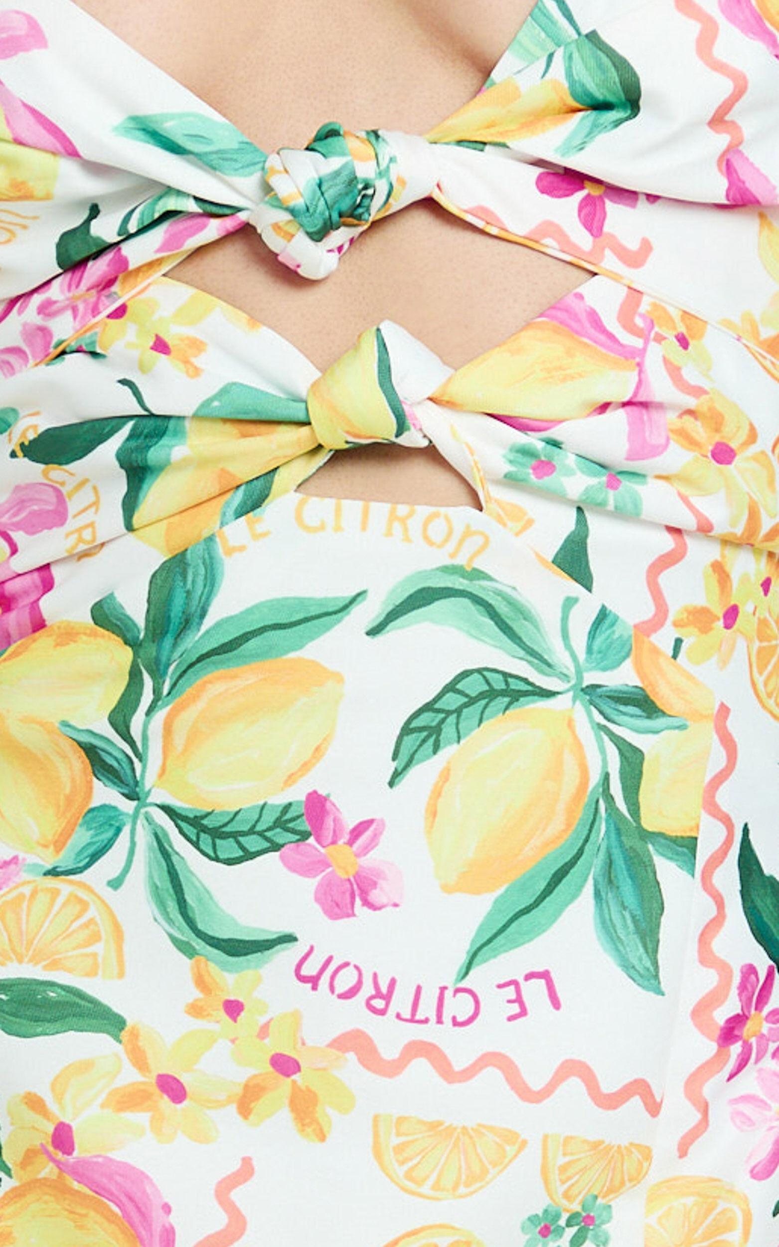 Janice Midi Dress - Knot Detail Front Split Dress in Le Citron Product Image