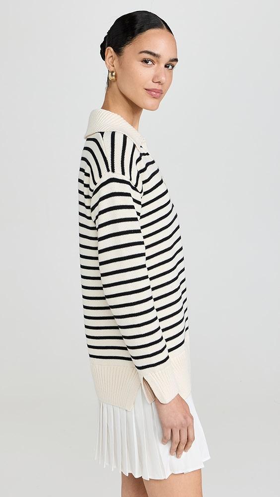 English Factory Striped Mixed Media Pleated Dress | Shopbop Product Image