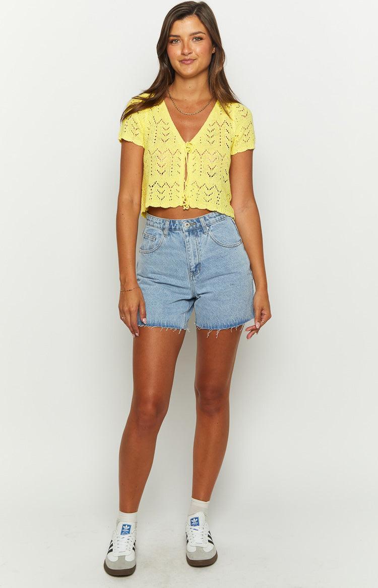 Dahlia Yellow Front Tie Cardigan Product Image