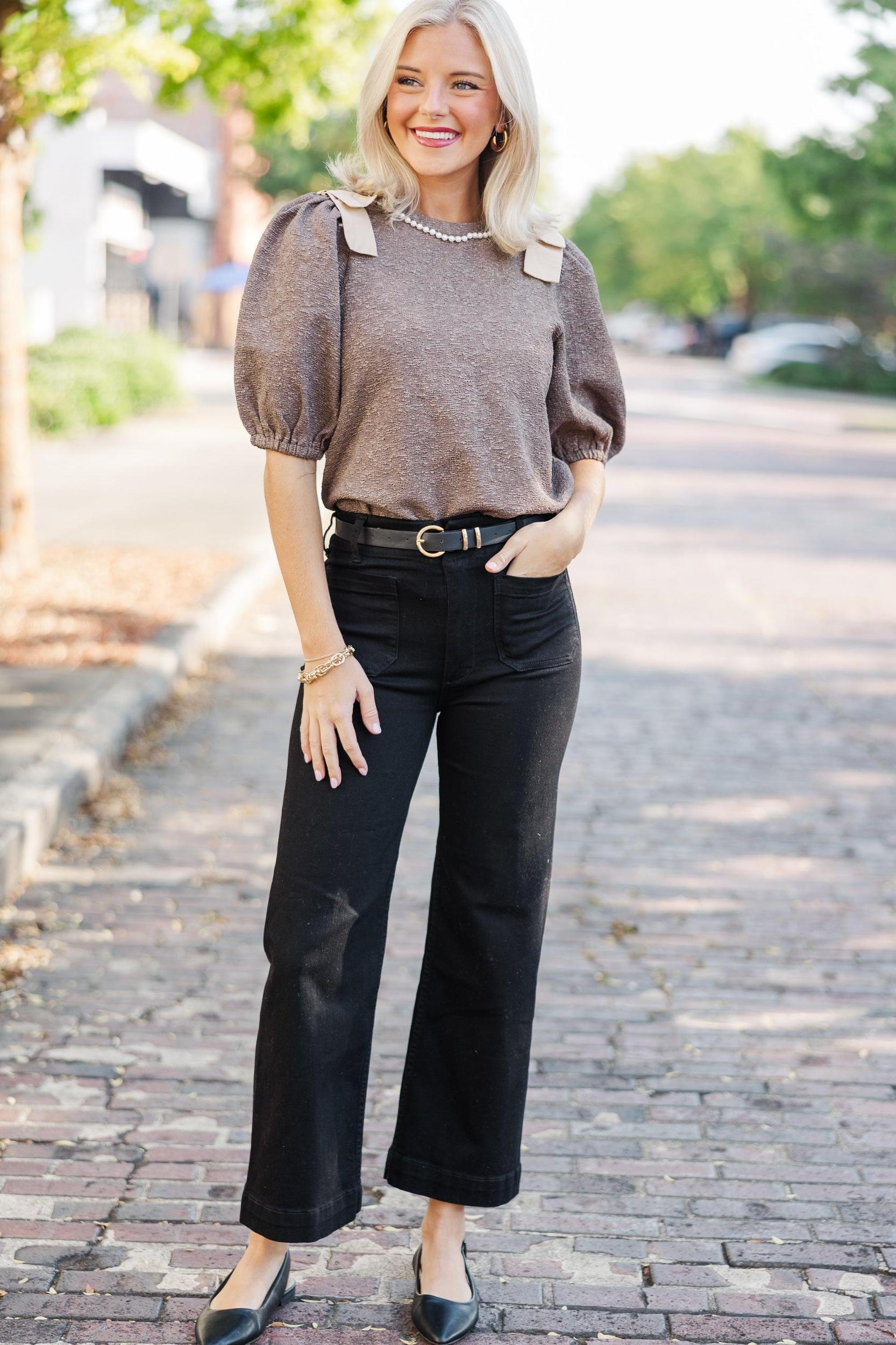 Best Of You Brown Tweed Blouse Female Product Image