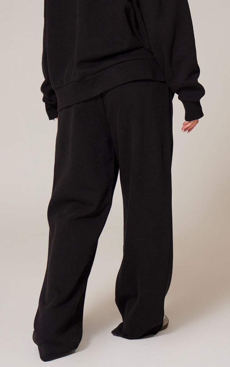 PRETTYLITTLETHING Black Premium Embroidered Oversized Wide Leg Sweatpants Product Image