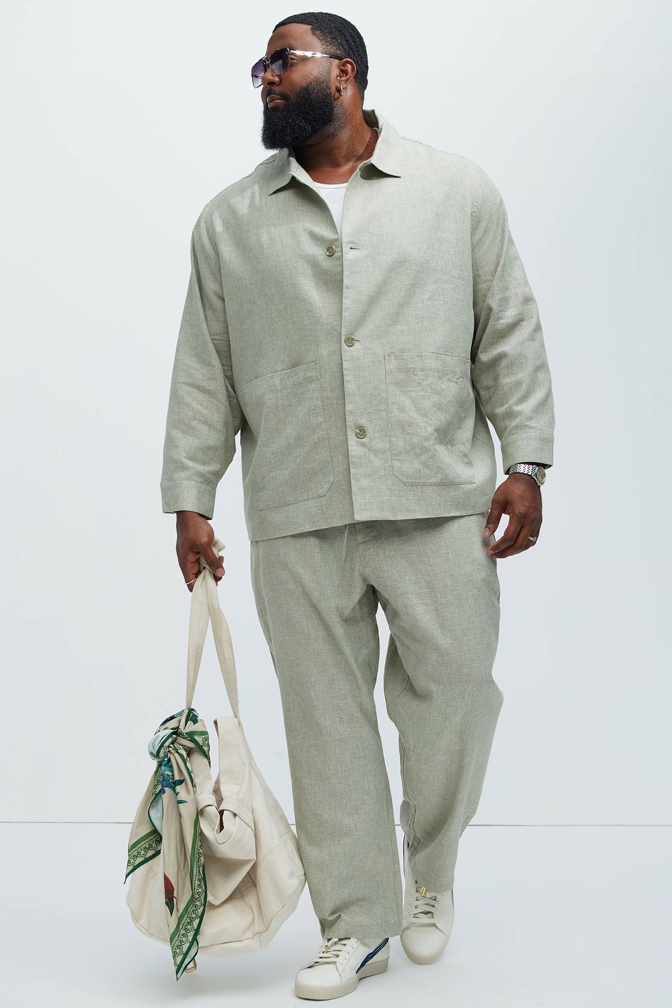 Bahamas Linen Chore Jacket - Green Product Image