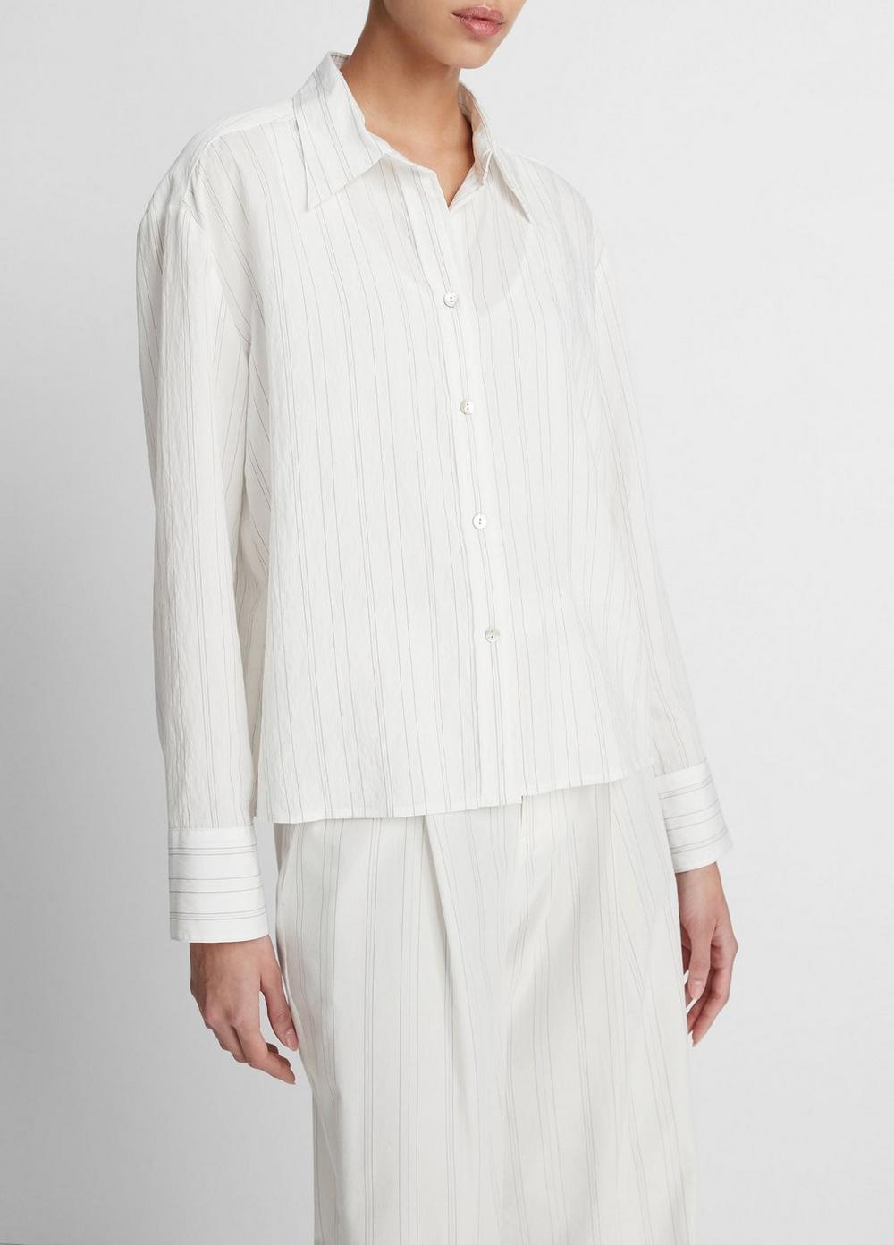Womens Striped Boxy Cropped Shirt, Pampas Stripe, Size XL Vince Product Image