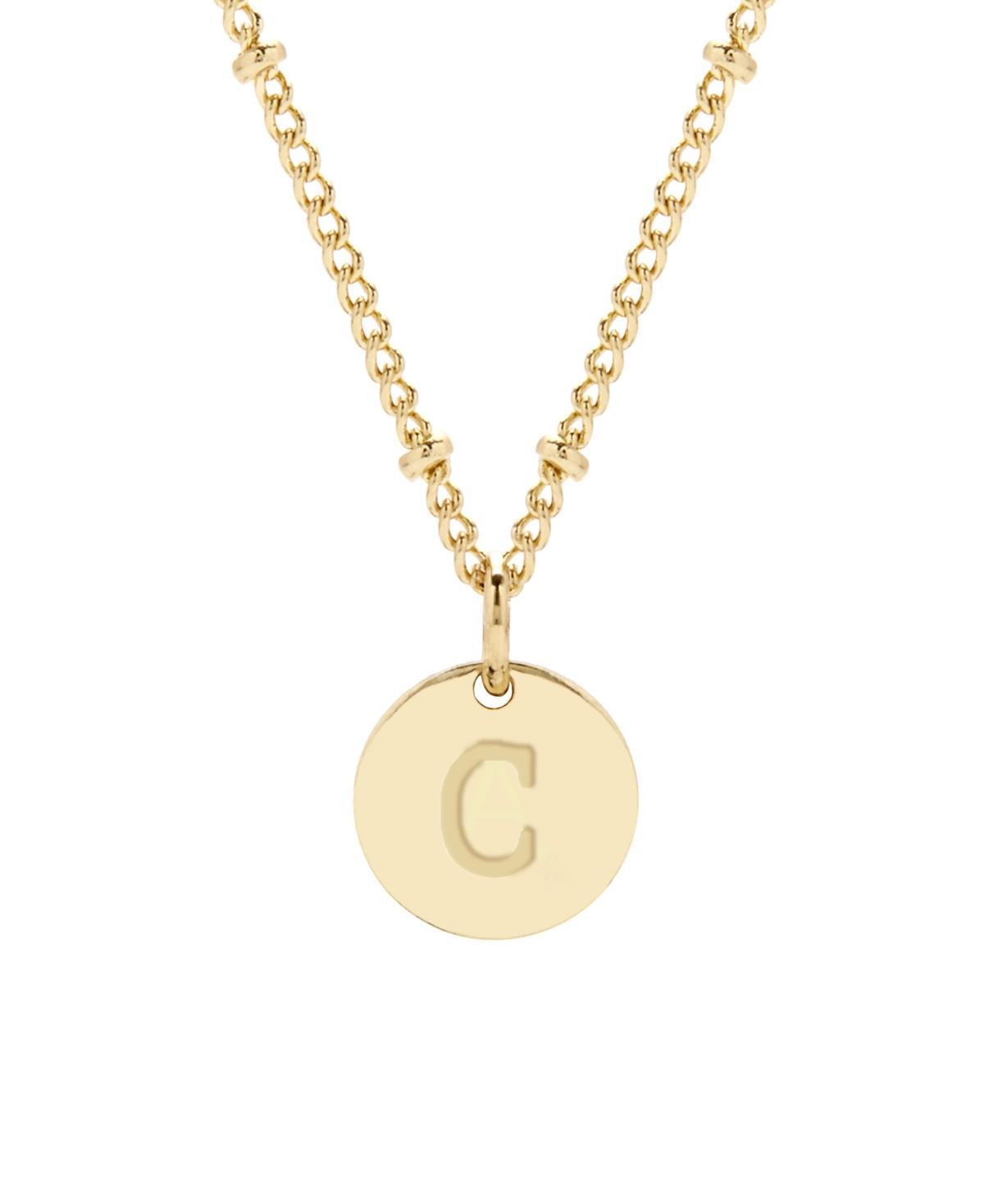 Adornia 14k Gold Plated Cubic Zirconia Engraved Letter Disc Pendant Necklace, Women's, Size: 18", Gold Tone T Product Image