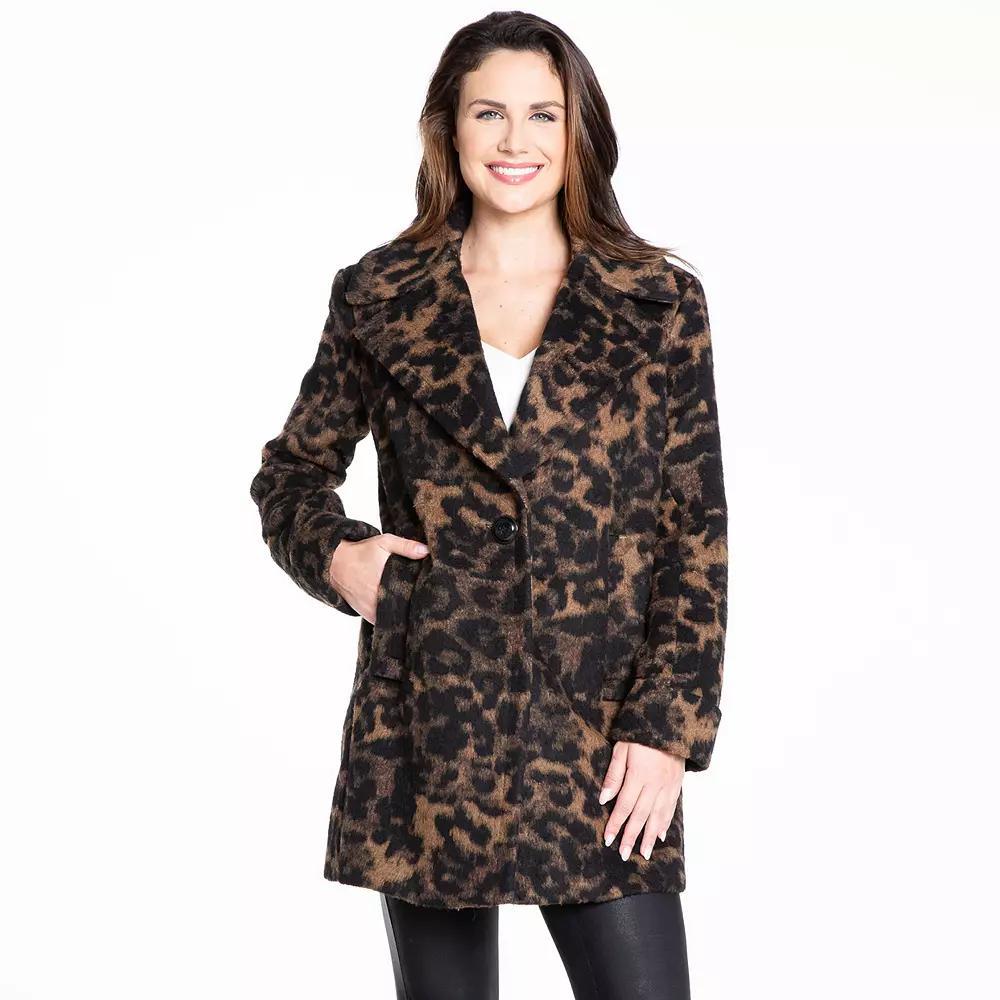 Womens Fleet Street Wool-Blend Cocoon Print Coat Product Image