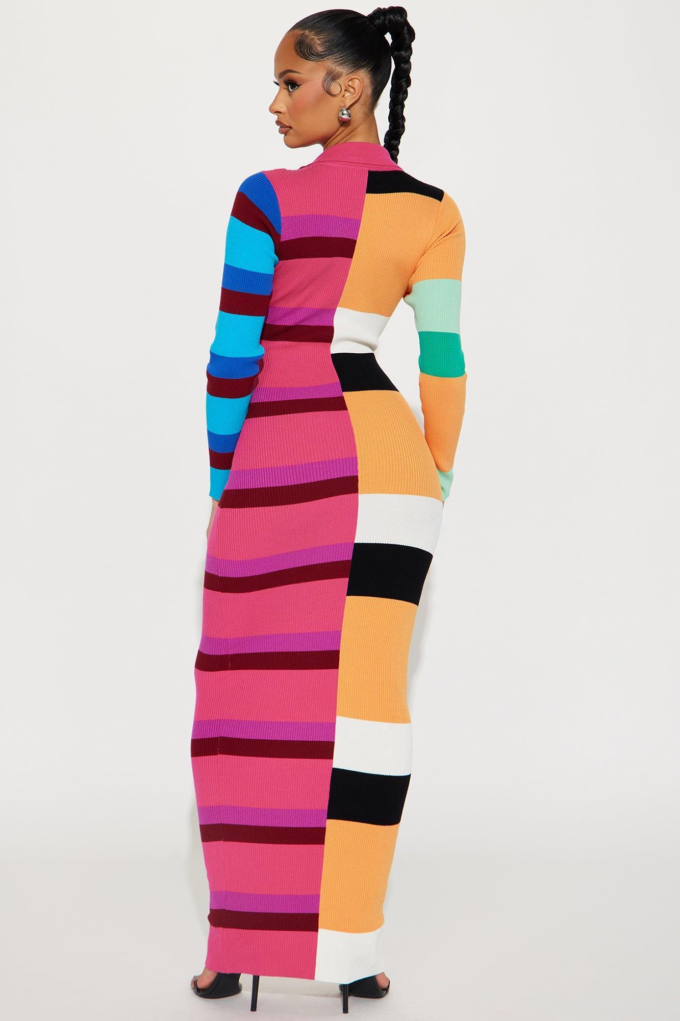 Peri Striped Sweater Maxi Dress - Multi Color Product Image