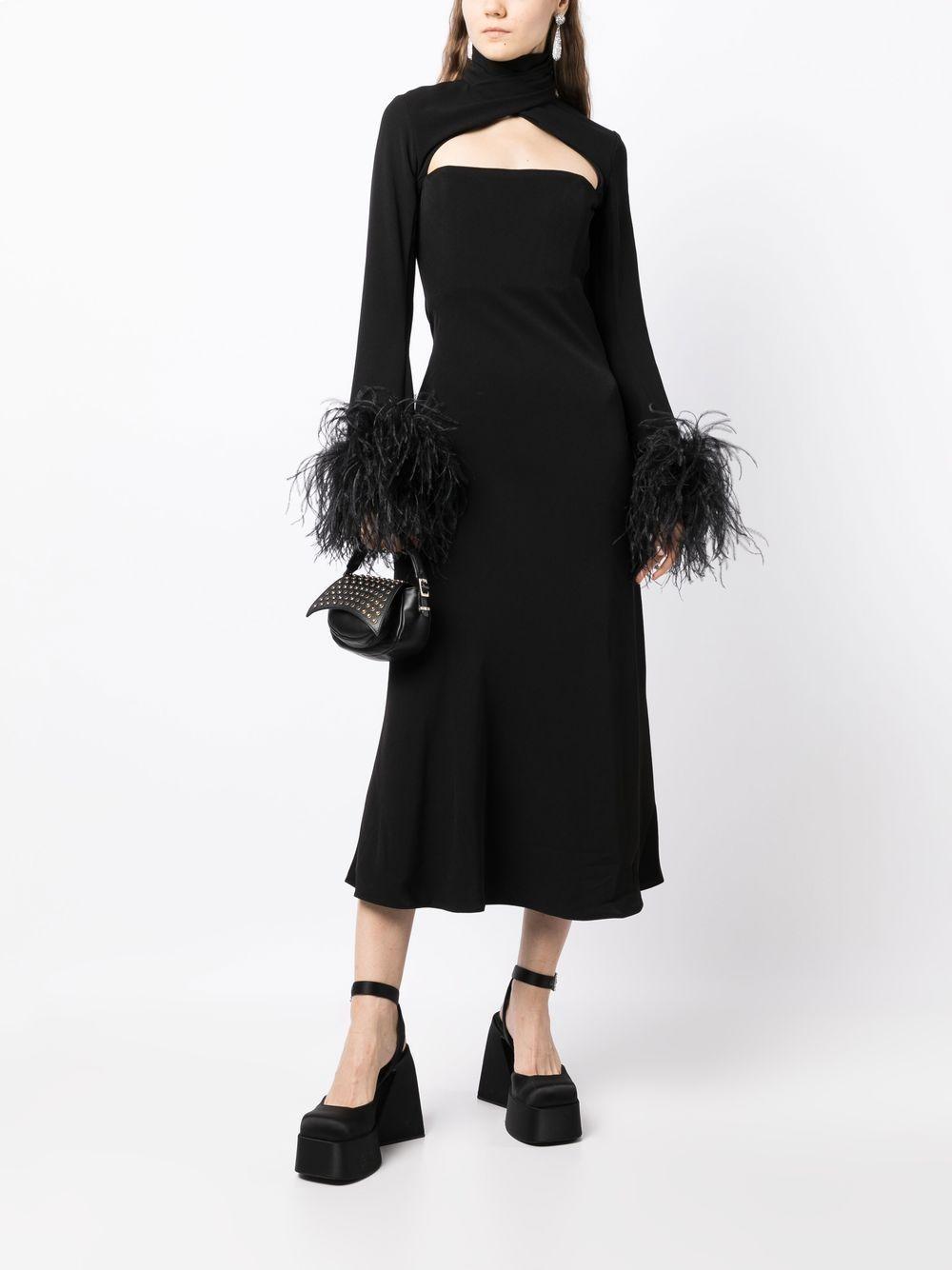 Odessa feather-trim midi dress Product Image