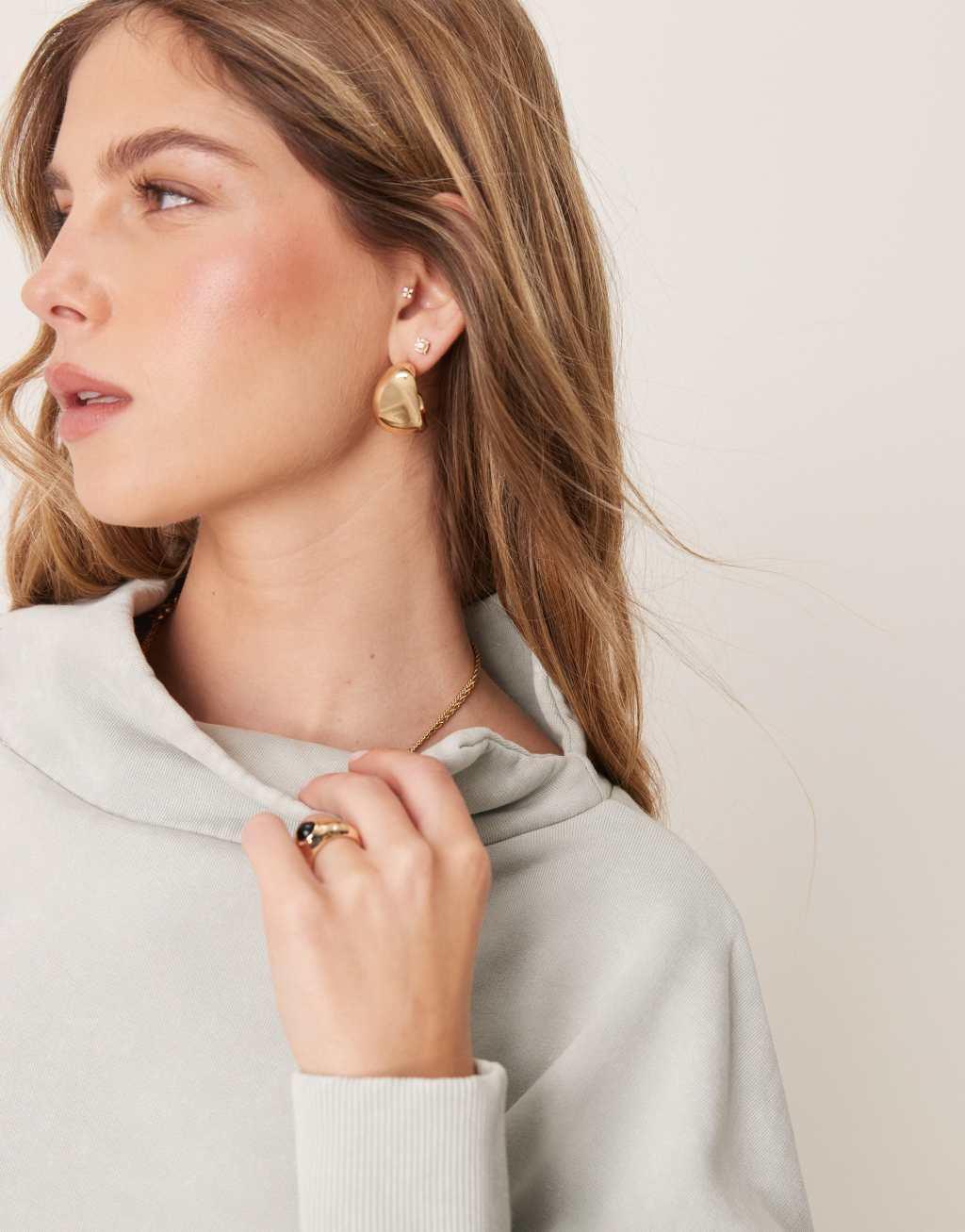 ASOS DESIGN heavyweight high neck sweatshirt in washed green Product Image
