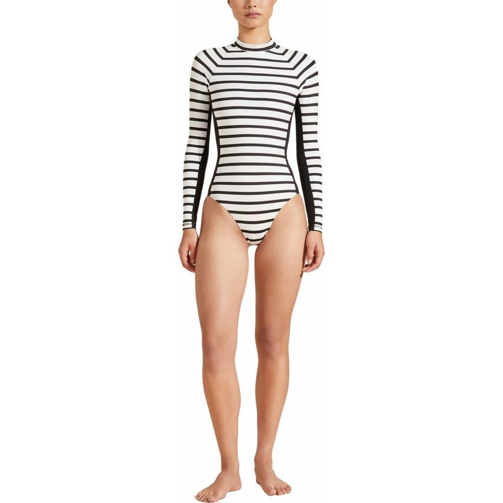 Striped Rashguard One-Piece Swimsuit Product Image