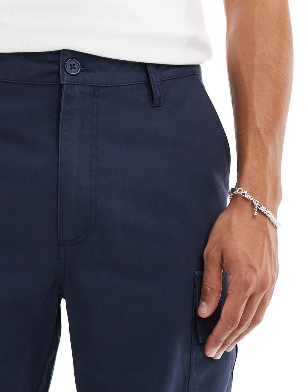 ASOS DESIGN Essential baggy cargo pants in navy Product Image