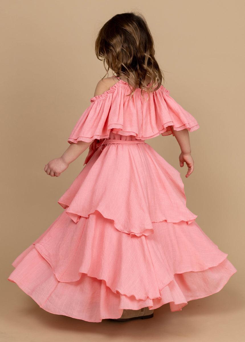 Litta Dress in Coral Girls Product Image