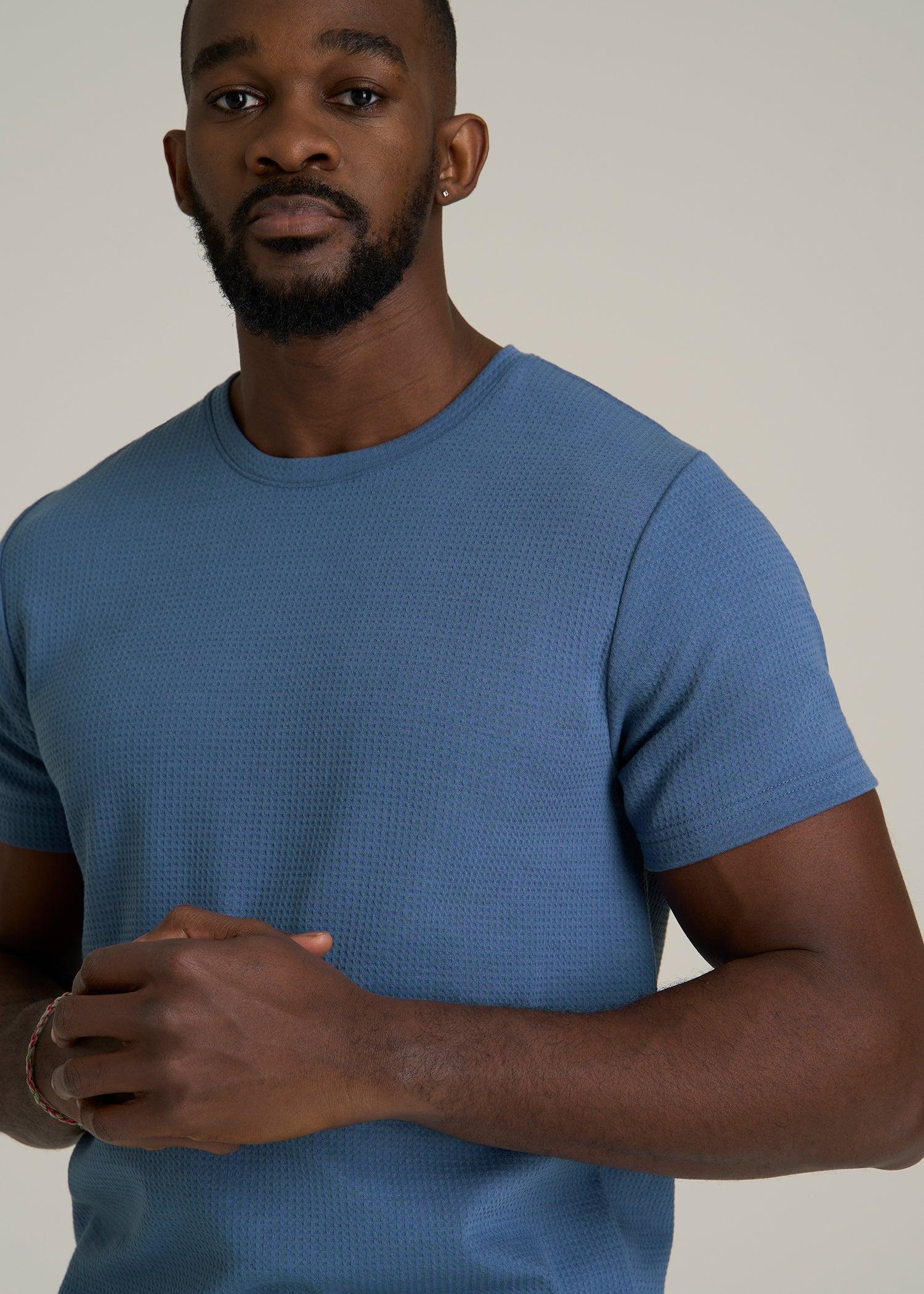 Cloud Knit Waffle Short Sleeve Tee for Tall Men in Deep Cobalt Product Image