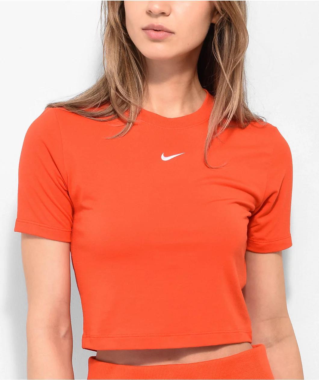 Nike Sportswear Essential Blood Orange Crop T-Shirt Product Image