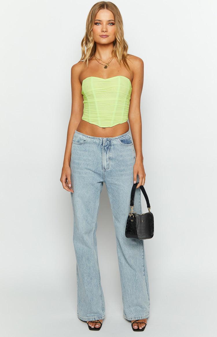 The Electric Green Mesh Strapless Corset Product Image