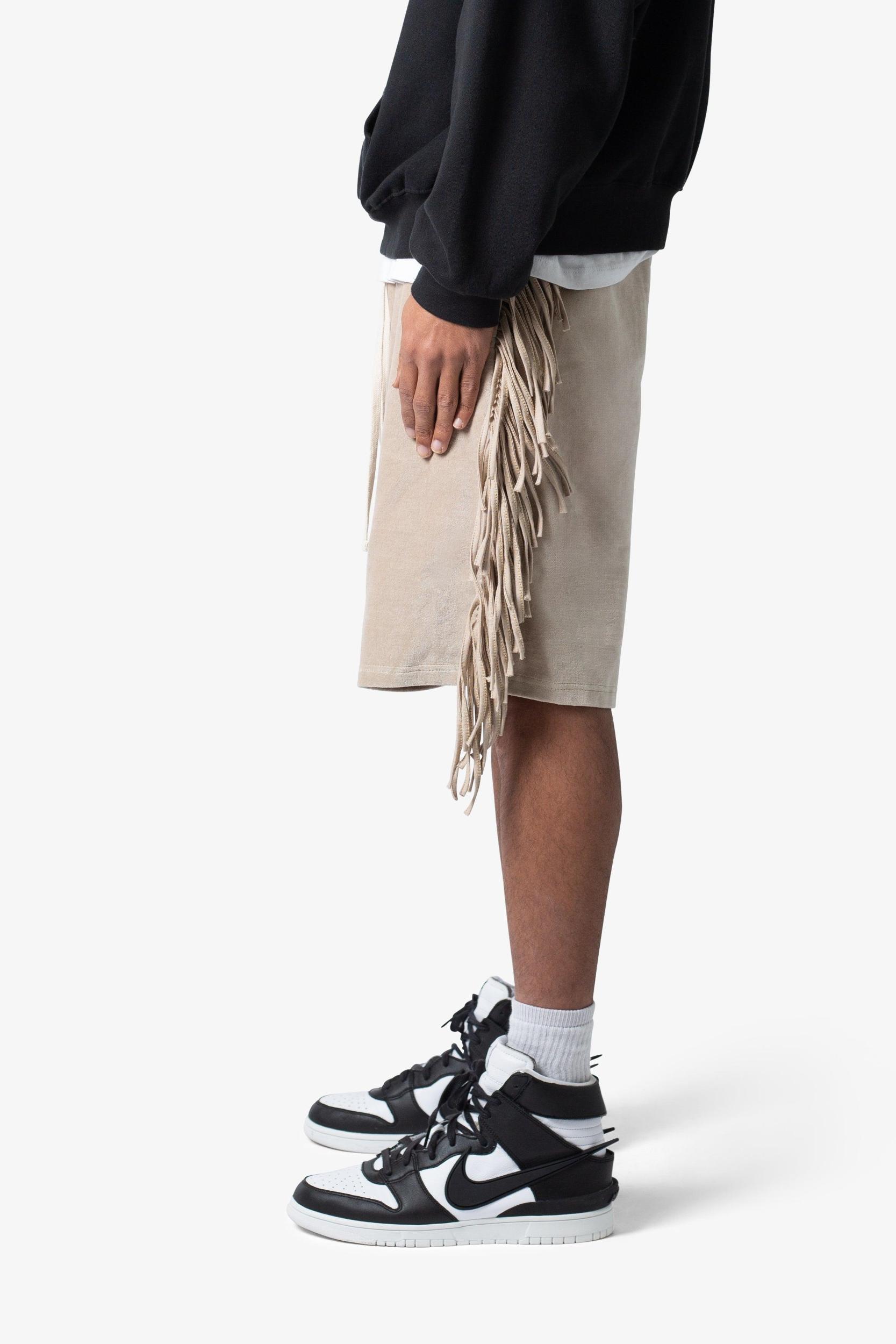 Fringe Velour Sweatshorts - Dust Product Image