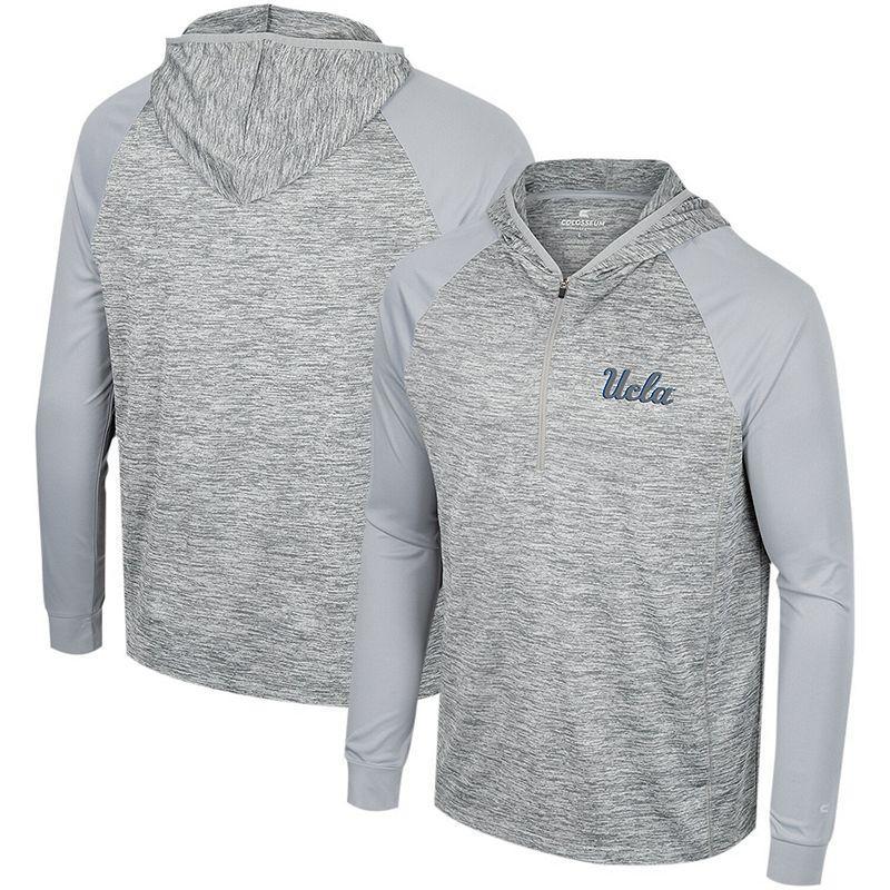 Men's Colosseum Gray UCLA Bruins Cybernetic Raglan Quarter-Zip Hooded Top, Size: 3XL, Grey Product Image