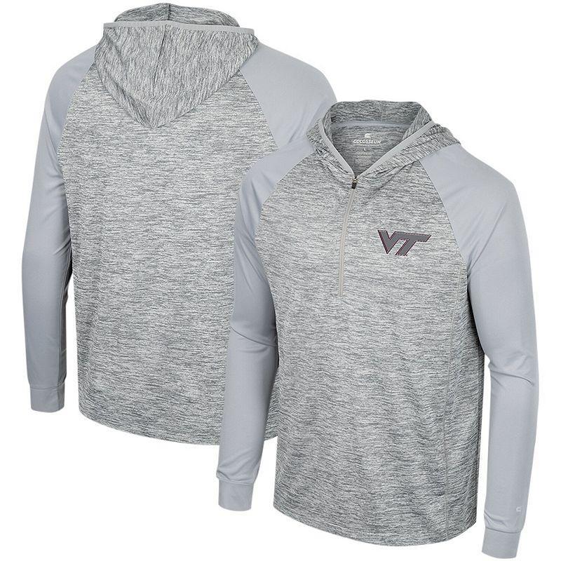 Men's Colosseum Gray Virginia Tech Hokies Cybernetic Raglan Quarter-Zip Hooded Top, Size: 2XL, Grey Product Image