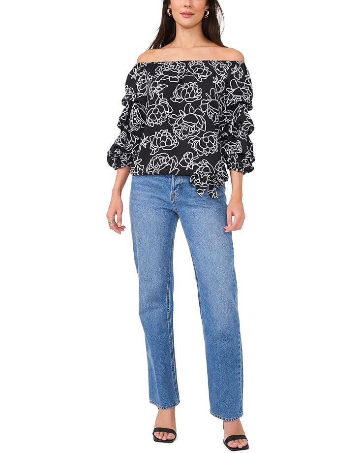 Floral Stretch Cotton Boatneck Tee Product Image