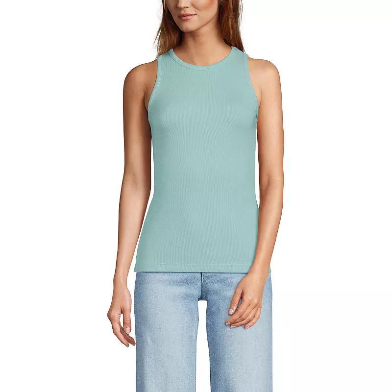 Women's Lands' End Drapey Rib Fitted Tank Top, Size: Medium, Gray Grey Product Image