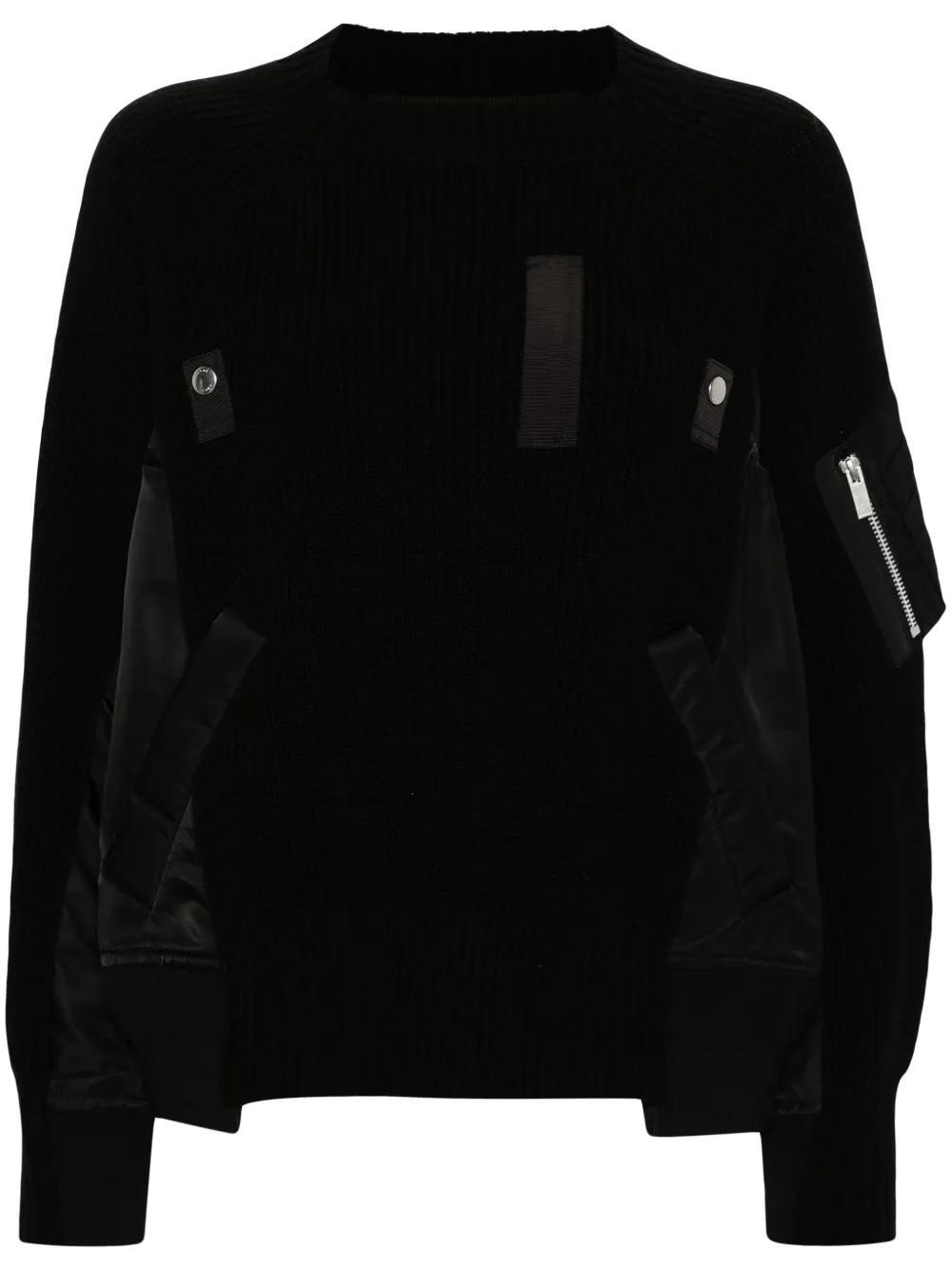 SACAI Panelled Wool Jumper In Black Product Image