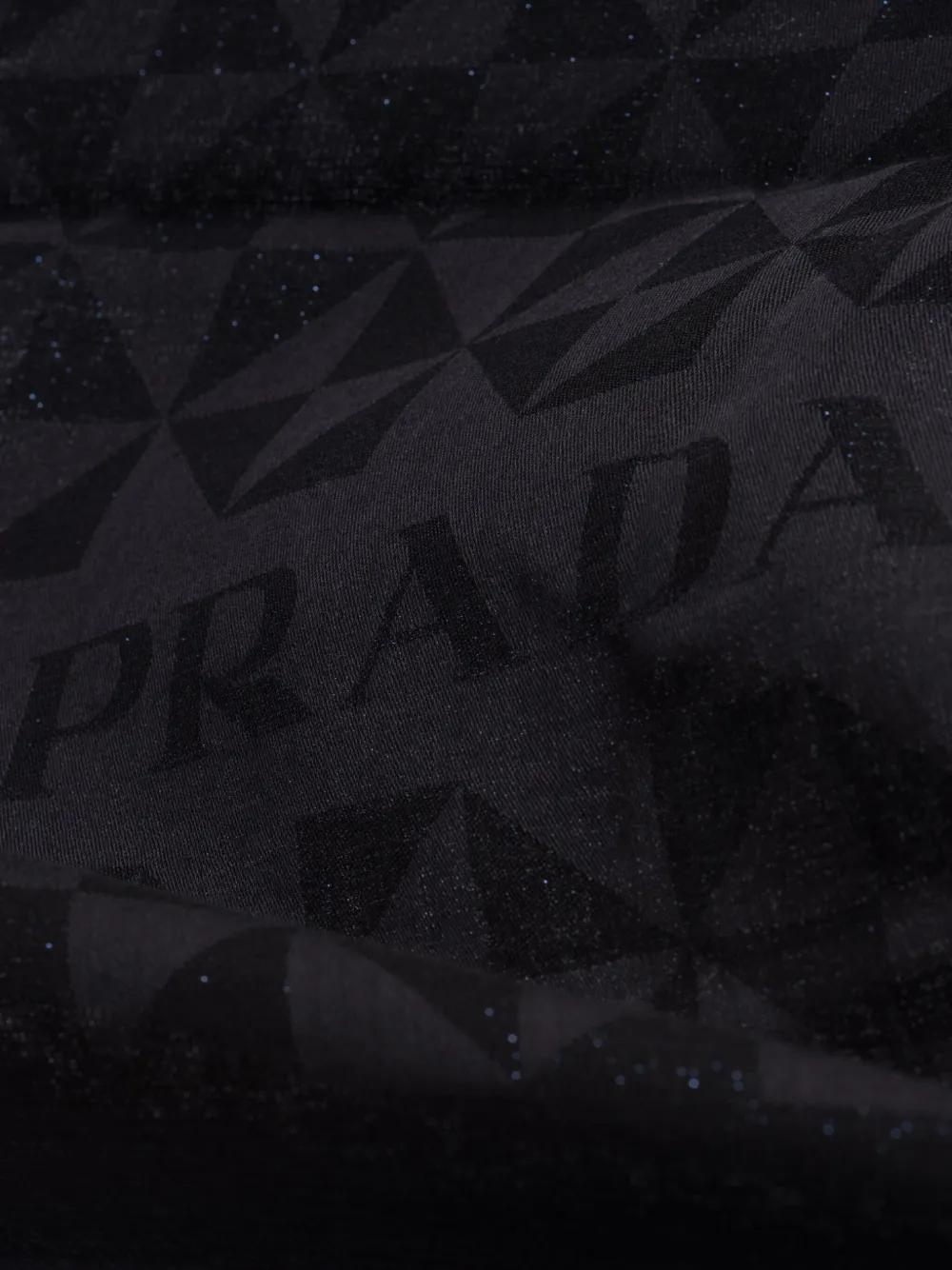PRADA Logo-jacquard Silk Scarf In Black Product Image