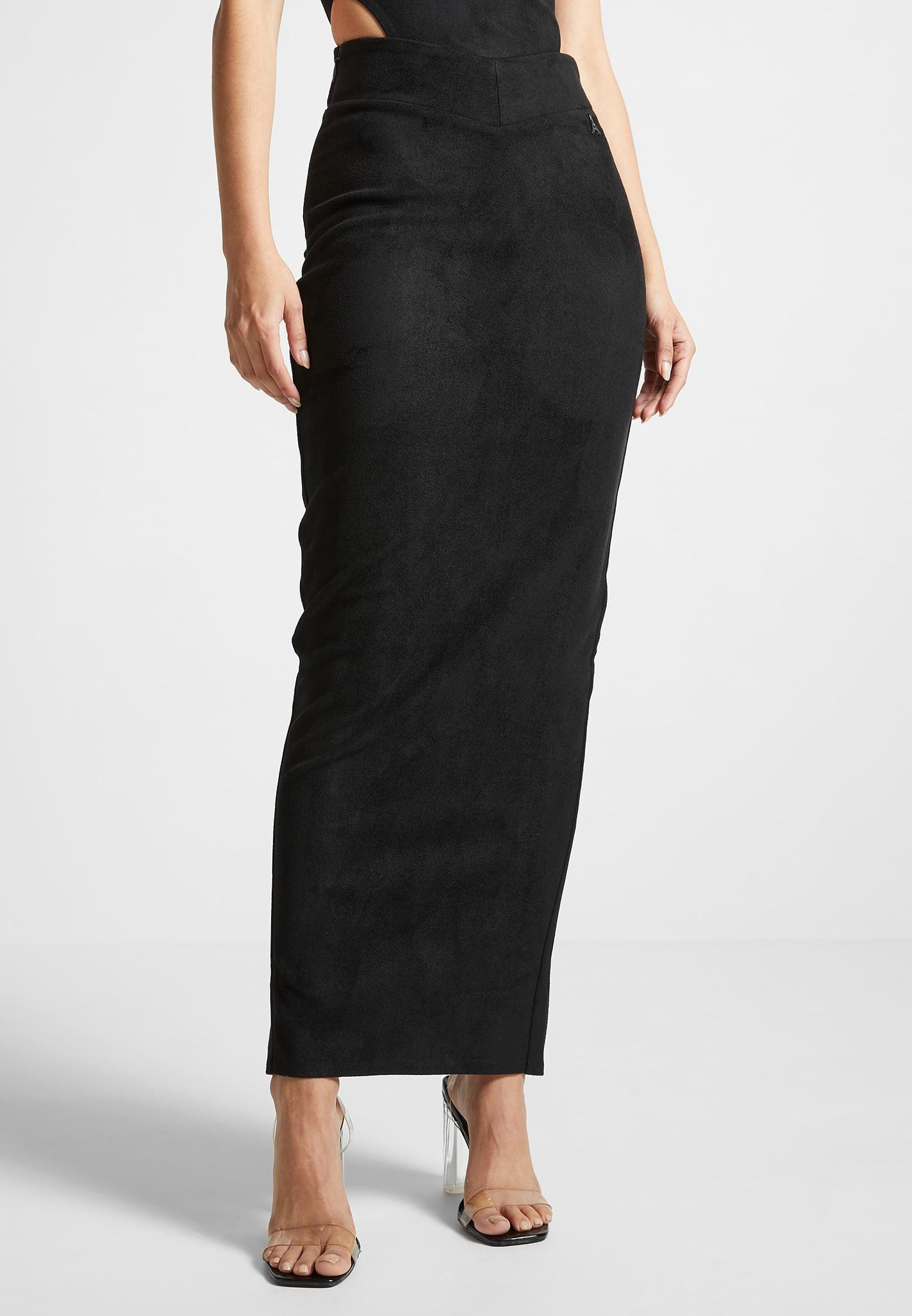 Suede Midaxi Skirt - Black Female Product Image