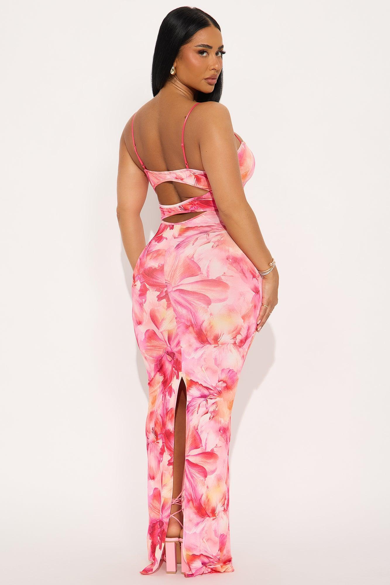 Nathalia Floral Maxi Dress Set - Pink/combo Product Image