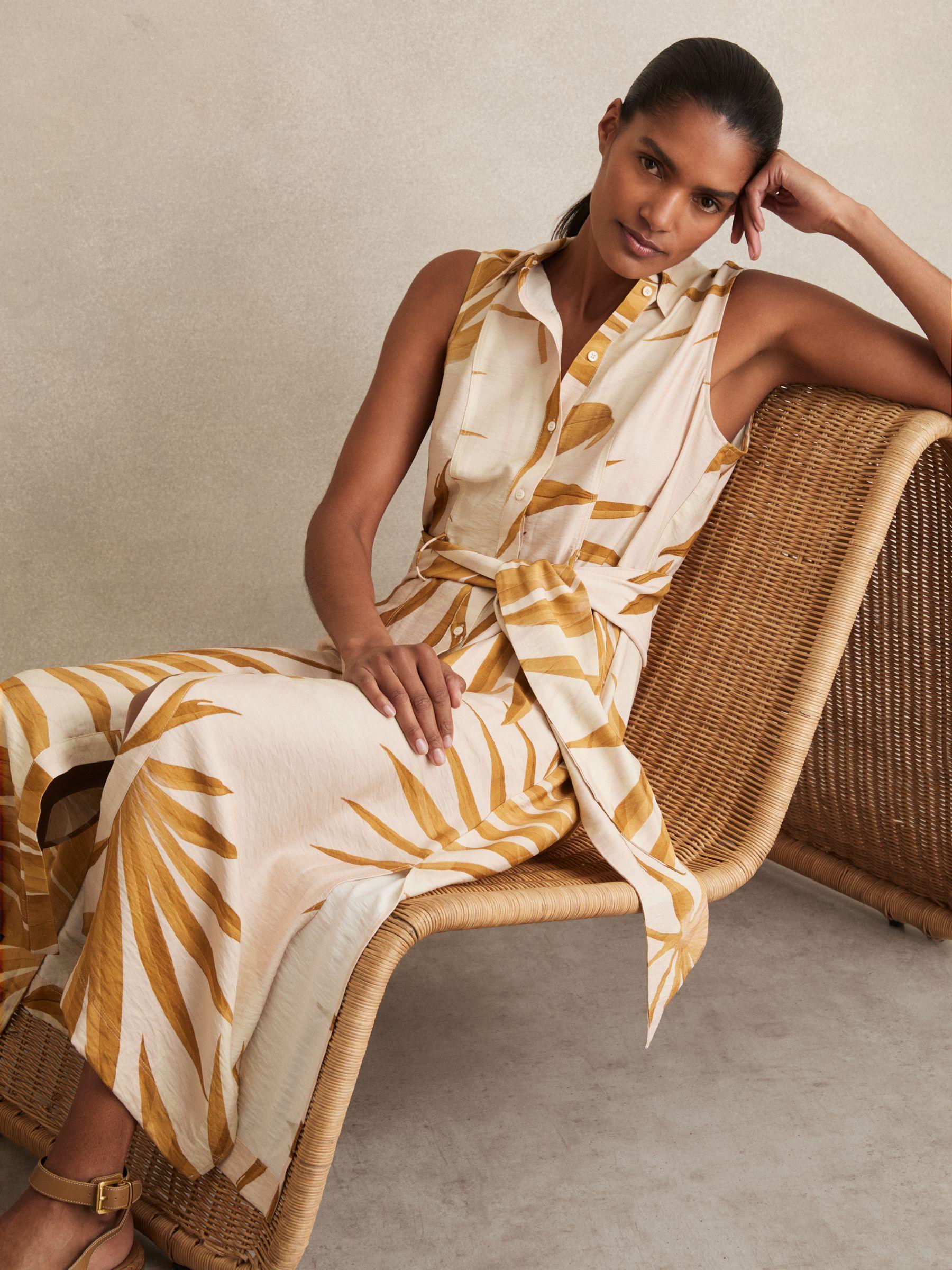 Printed Ruffle Trim Maxi Dress in Cream/Red Product Image